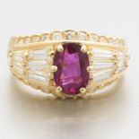 Ladies' Gold, 1.69 ct Natural Ruby and Diamond Cocktail Ring, GIA Report 2205910981