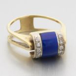 Ladies' Cartier Style Gold, Lapis Lazuli and Diamond Fashion Ring
