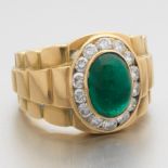 Gentleman's 5.35 ct Emerald and 1.50 ct Diamond Ring