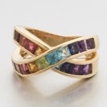 Ladies' Criss Cross Rainbow Gemstone Ring