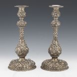 S. Kirk & Son Co. Pair of Hand Chased Candlesticks, dated 1906