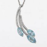 Aquamarine and Diamond Pendant on Chain