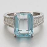 Ladies' Platinum, 4.95 ct Aquamarine and Diamond Cocktail Ring