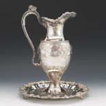 Victorian Silver Plated Ewer by Barbour Silver Co. and Silver Plated Footed Underplate by E.G. Webs