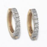 Ladies' Pair of Two-Tone Gold and Diamond Hoop Earrings