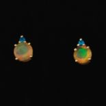 Ladies' Gold and Opal Pair of Earrings