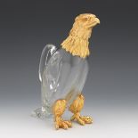 Vintage Valenti Gold Tone Metal and Glass Eagle Carafe