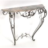 Wrought Iron and Marble Console Table