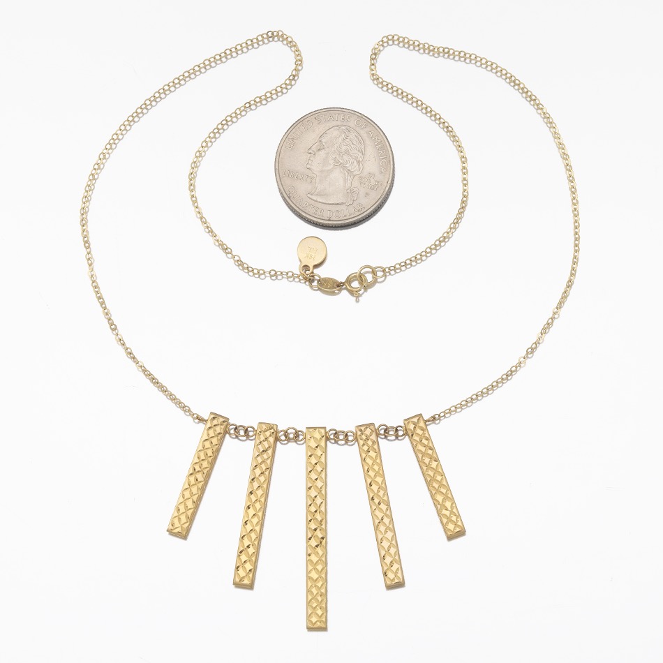 Ladies' Gold Diamond Cut Fringe Bars Necklace - Image 2 of 4