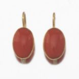 Ladies' Italian Gold and Coral Pair of Earrings