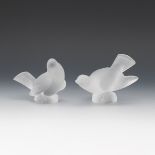 Two Lalique France Crystal Sparrows