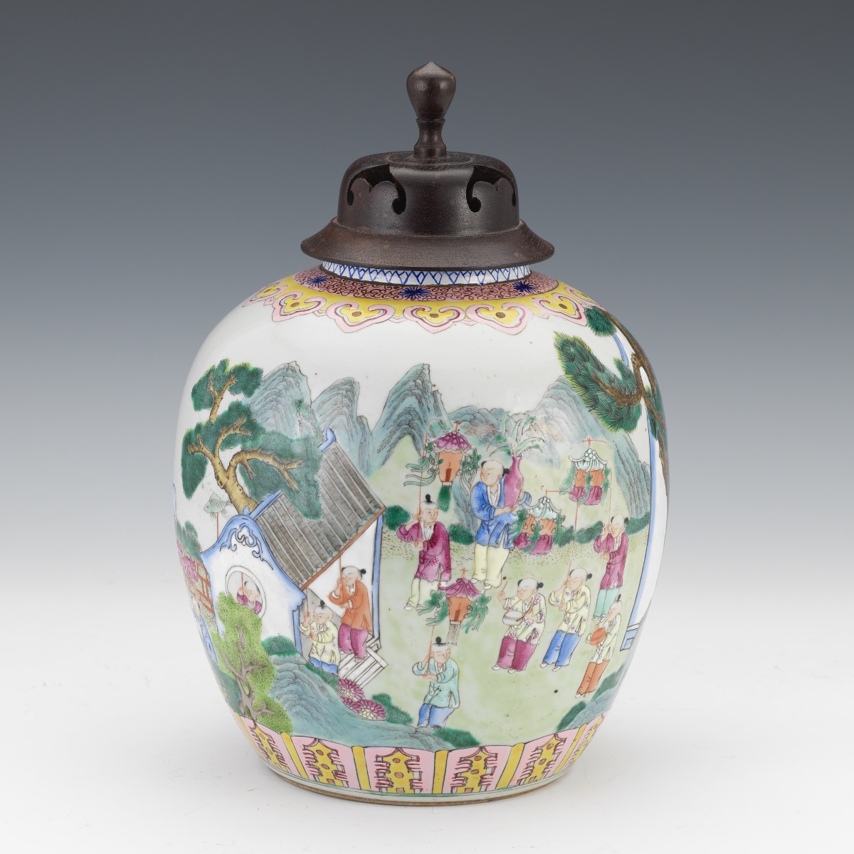 Chinese Famille Rose Jar with Lid - Image 4 of 7