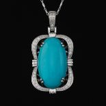 Turquoise and Diamond Pendant on Chain