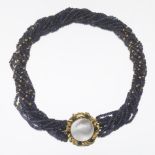 Ladies' Iolite Torsade Necklace with Detachable Gold and Blister Pearl Pendant Clasp