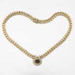 Ladies' Vintage Gold, Natural Blue Sapphire and Diamond Necklace