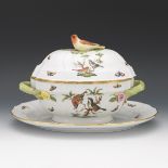 Herend Porcelain Tureen and Platter, "Rothschild Birds"