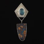 Marilyn Greenwood Artisan Sterling Silver, Boulder Matrix Opal and Cats Eye Aquamarine Slider