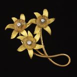 Continental Gold, Crystal, and Diamond Flower Brooch