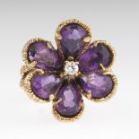 Ladies' Amethyst and Diamond Flower Ring