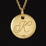 Tiffany & Co. Gold "K" Medallion on Tiffany & Co. Elsa Peretti Gold Chain