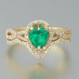 Ladies' Emerald and Diamond Ring and Matching Band