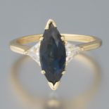 Ladies' Gold, Blue Sapphire and Diamond Ring