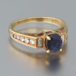 Ladies' Gold, Natural Blue Sapphire and Diamond Ring