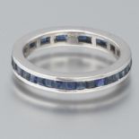 Ladies' Gold and Blue Sapphire Eternity Band