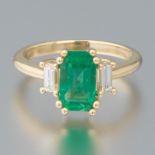 Ladies' Gold, Emerald and Diamond Ring