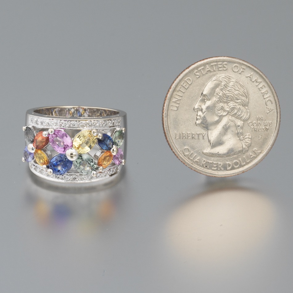 Ladies' Color Sapphire, Diamond and Gold Ring - Image 2 of 8