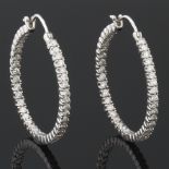 Ladies' Gold and Diamond "Inside and Out" Pair of Hoops