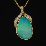 Opal and Diamond Pendant on Chain