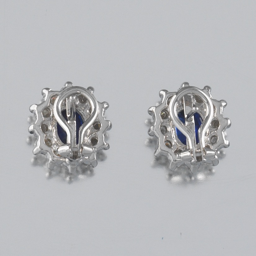 Ladies' Gold, Blue Sapphire and Diamond Pair of Earrings - Image 5 of 6