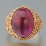 Ladies' Synthetic Ruby and Gold Ring