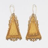 Pair of Etruscan Revival Style Gold Pendant Earrings