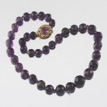 European Gold and Faceted Amethyst Necklace