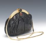 Judith Leiber Reptile Leather Clutch