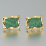 Pair of Malachite and Gold Cufflinks