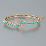Turquoise, Diamond and Gold Bangle Bracelet