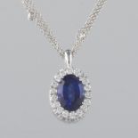 Ladies' Gold, 6.67 ct Tanzanite and Diamond Pendant on Triple Strand "Diamonds-by-the-Yard" Chain N