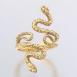 Ladies' Gold Double Serpent Flexible Ring