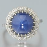 Star Sapphire and Diamond Ring