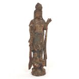 Chinese Qing Dynasty Carved and Painted Wood Sculpture of Guanyin Goddess of Compassion, ca. 18th/E