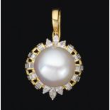 Ladies' 15mm Pearl and Diamond Pendant