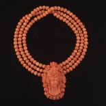 Finely Carved Cameo Brooch and Matching Necklace