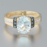 Ladies' Gold, Aquamarine, Blue and White Diamond Ring