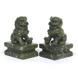 Pair of Carved Hardstone Foo Dogs