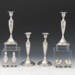 Four S. Kirk & Son Sterling Candlesticks, Pair of Salt/Pepper Shakers and Pair of Individual Salt C