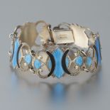 Exquisite NORGE Sterling Silver and Guilloche Enamel Bracelet