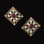 A Pair of Ruby and Diamond Earrings